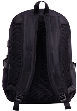 Рюкзак HEIKKI FUSION (ХЕЙКИ) универсальный, USB-порт, черный с белыми вставками, 45х31х15 см, 272578