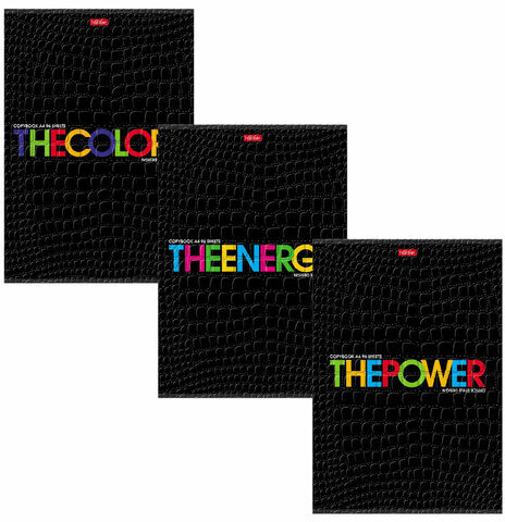 Тетрадь А4, 96 л., HATBER скоба, клетка, тиснение CROCO, "THEBOOK" (3 вида в спайке), 96Т4тВ1