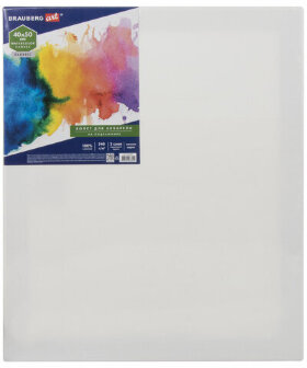 Холст на подрамнике акварельный BRAUBERG ART CLASSIC, 40х50, 240г/м, 100% хлопок,мелкое зерно 191669