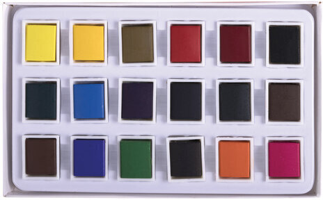 Акварель художественная в кюветах НАБОР 18 цветов по 2,5 г, BRAUBERG ART DEBUT, 191777