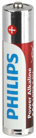 Батарейки алкалиновые "мизинчиковые" КОМПЛЕКТ 12 шт., PHILIPS Power Alkaline, ААА (LR03, 15А), блистер, Б0064681