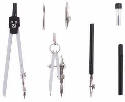 Готовальня BRAUBERG "Architect", 7 предметов: циркуль + кронциркуль с рейсфедором, рейсфедер + держатель, 2 вставки, грифель, 210346