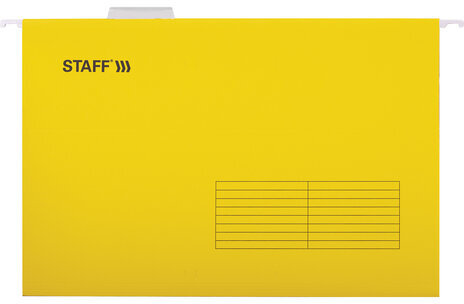 Подвесные папки A4/Foolscap (404х240 мм) до 80 л., КОМПЛЕКТ 10 шт., желтые, картон, STAFF, 270935