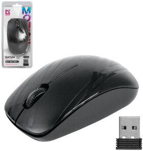 Мышь беспроводная DEFENDER Datum MM-035 B, 2 кнопки + 1 колесо-кнопка, лазерная, черная, 52035