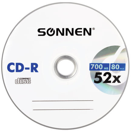 Диски CD-R SONNEN 700 Mb 52x Cake Box (упаковка на шпиле), КОМПЛЕКТ 50 шт., 512570