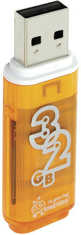 Флеш-диск 32 GB, SMARTBUY Glossy, USB 2.0, оранжевый, SB32GBGS-Or