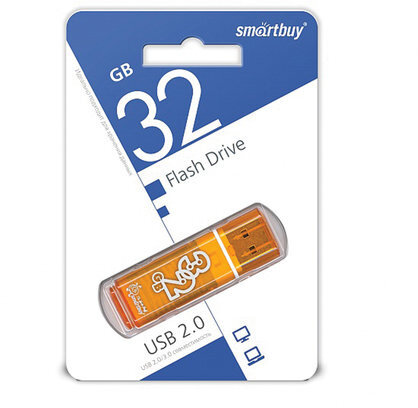 Флеш-диск 32 GB, SMARTBUY Glossy, USB 2.0, оранжевый, SB32GBGS-Or