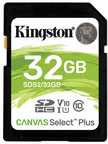Карта памяти SDHC 32GB KINGSTON Canvas Select Plus UHS-I U1, 100 Мб/сек (class 10), SDS2/32GB