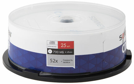 Диски CD-R SONNEN, 700 Mb, 52x, Cake Box (упаковка на шпиле) КОМПЛЕКТ 25 шт., 513531