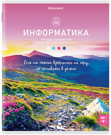 Тетрадь предметная "КЛАССИКА NATURE" 48 л., обложка картон, ИНФОРМАТИКА, клетка, BRAUBERG, 404586