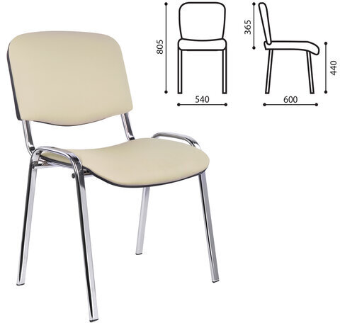 Стул для персонала и посетителей "ИЗО", хромированный каркас, кожзаменитель бежевый Z-21