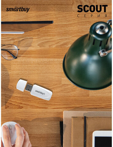 Флеш-диск 4 GB SMARTBUY Scout, USB 2.0, белый, SB004GB2SCW
