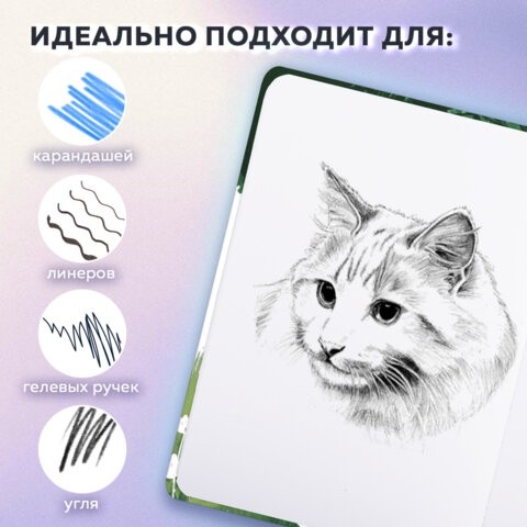 Скетчбук, белая бумага 120 г/м2, 145х203 мм, 80 л., резинка, твердый, BRAUBERG ART, "Прогулка", 116896