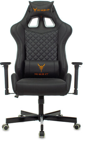 Кресло компьютерное Knight ARMOR, 2 подушки, экокожа премиум, черное, 1628888