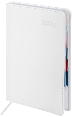 Ежедневник датированный 2026 А5 148х218 мм, GALANT "White", под кожу, белый, 117494