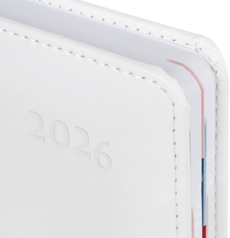 Ежедневник датированный 2026 А5 148х218 мм, GALANT "White", под кожу, белый, 117494