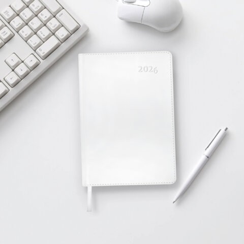 Ежедневник датированный 2026 А5 148х218 мм, GALANT "White", под кожу, белый, 117494