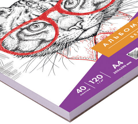 Скетчбук, белая бумага 120 г/м2, 205х290 мм, 40 л., гребень, жёсткая подложка, BRAUBERG ART DEBUT, 110984