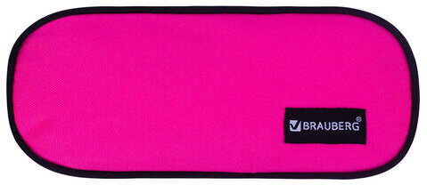 Пенал-косметичка BRAUBERG овальный, полиэстер, "Pink", 22х9х5 см, 229270