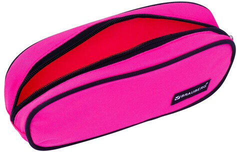 Пенал-косметичка BRAUBERG овальный, полиэстер, "Pink", 22х9х5 см, 229270