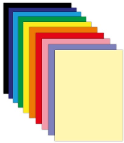 Цветная бумага А4 ТОНИРОВАННАЯ В МАССЕ, 20 листов, 10 цветов, 80 г/м2, BRAUBERG, 210х297 мм, 117612