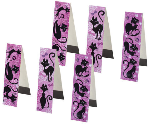 Закладки для книг с магнитом "ГЛАМУР", набор 6 шт., блестки, 25x196 мм, ЮНЛАНДИЯ, 111640