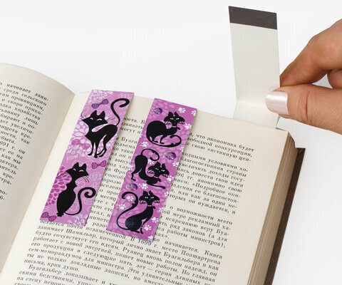 Закладки для книг с магнитом "ГЛАМУР", набор 6 шт., блестки, 25x196 мм, ЮНЛАНДИЯ, 111640