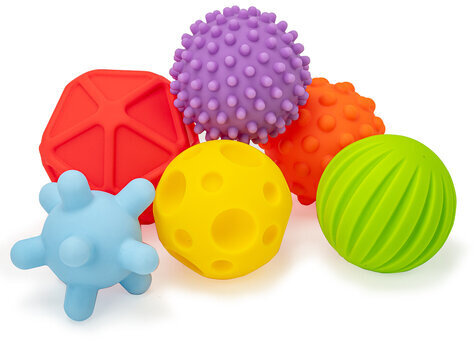 Тактильные мячики, сенсорные игрушки развивающие, ЭКО, 6 штук, d 60-80 мм, ЮНЛАНДИЯ, 664702