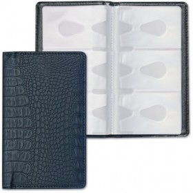 Визитница/кредитница трехрядная BRAUBERG "Cayman", на 96 карт, под кожу крокодила, черная, 231761