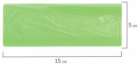 Мешки для мусора биоразлагаемые 60 л зеленые в рулоне 20 шт. прочные, ПНД 15 мкм, 60х70 см, LAIMA, 601401