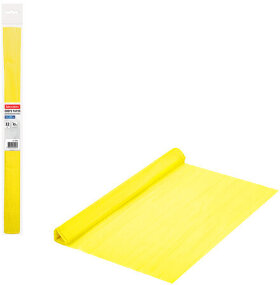 Бумага гофрированная/креповая, 32 г/м2, 50х250 см, лимонная, в рулоне, BRAUBERG, 112521