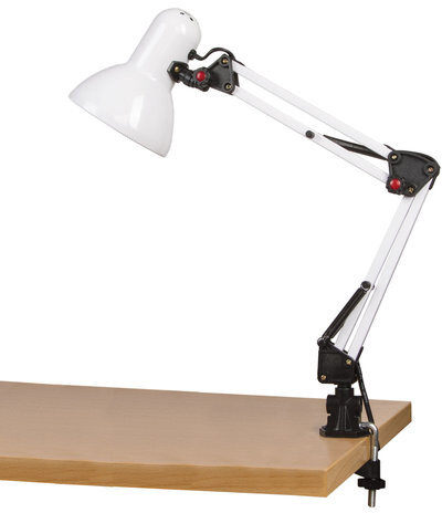 Настольная лампа-светильник SONNEN TL-007, подставка + струбцина, 40 Вт, Е27, БЕЛЫЙ, высота 60 см, 235539