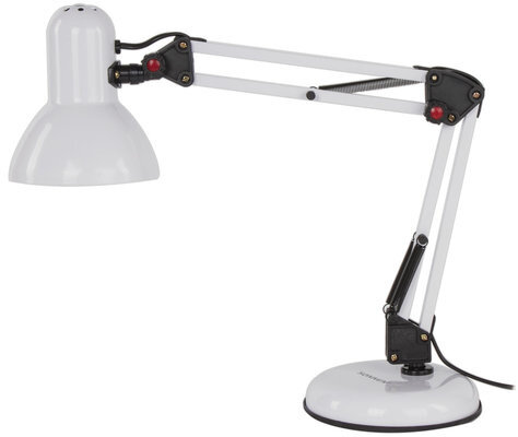Настольная лампа-светильник SONNEN TL-007, подставка + струбцина, 40 Вт, Е27, БЕЛЫЙ, высота 60 см, 235539