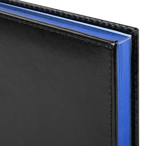 Ежедневник недатированный А5 138х213 мм BRAUBERG "FLAME", под кожу, 160 л., черный, синий срез, 113427