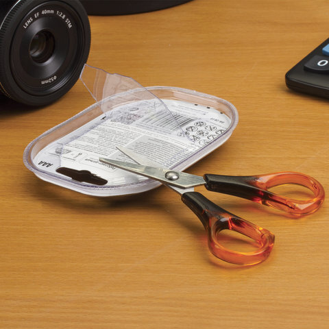 Ножницы STAFF "Basic" 115 мм, ручки под янтарь, ПВХ чехол с европодвесом, 236935