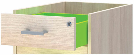 Тумба приставная "Арго", 440х600х760 мм, 4 ящика, замок, ясень шимо (КОМПЛЕКТ)