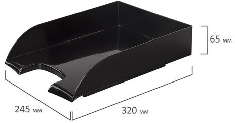 Лоток горизонтальный для бумаг BRAUBERG "Office style", 320х245х65 мм, черный, 237286