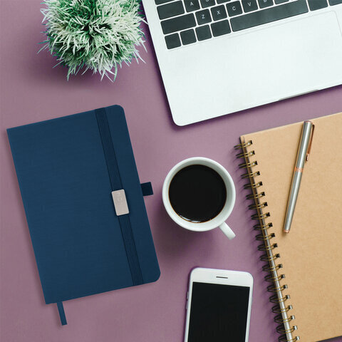 Ежедневник датированный 2023 А5 138x213 мм BRAUBERG "Control", под кожу, синий, 114090