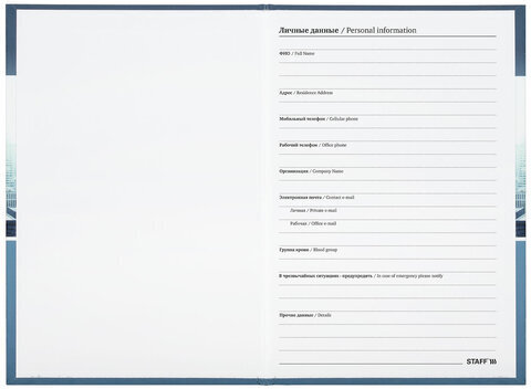 Ежедневник датированный на 2023 (145х215 мм), А5, STAFF, ламинированная обложка, "New York", 114198
