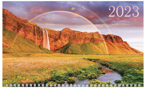 Календарь квартальный с бегунком 2023 г., 3 блока, 3 гребня, ОФИС, "Великолепие природы", HATBER, 3Кв3гр3_27063