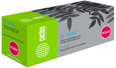 Тонер-картридж CACTUS (CS-TK580C) для KYOCERA FS-C5150DN/P6021CDN, голубой, ресурс 2800 стр.