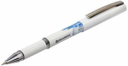 Ручка шариковая масляная с грипом BRAUBERG "Roll-X", СИНЯЯ, корпус белый с печатью, узел 0,7 мм, линия письма 0,35 мм, 143008