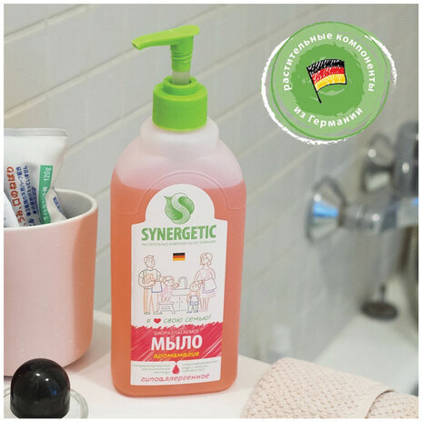 Мыло жидкое 5 л SYNERGETIC "Миндальное молочко", гипоаллергенное, биоразлагаемое, 105506