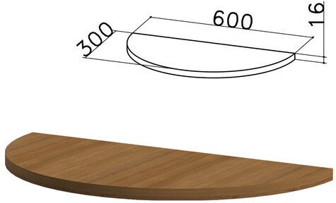 Стол приставной полукруг "Канц", 600х300х750 мм, БЕЗ ОПОРЫ, цвет орех пирамидальный, ПК35.9