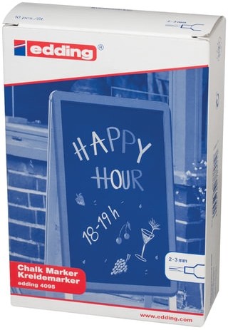 Маркер меловой EDDING "4095", 2-3 мм, ЧЕРНЫЙ, влагостираемый, для гладких поверхностей, E-4095/1