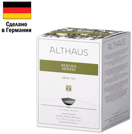 Чай ALTHAUS "Sencha Senpai" зеленый, 15 пирамидок по 2,75 г, ГЕРМАНИЯ, TALTHL-P00005