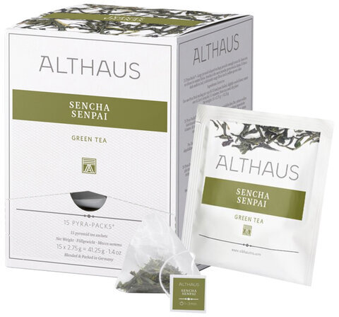 Чай ALTHAUS "Sencha Senpai" зеленый, 15 пирамидок по 2,75 г, ГЕРМАНИЯ, TALTHL-P00005