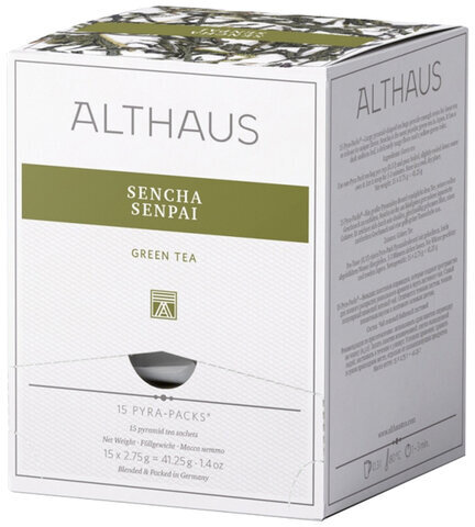 Чай ALTHAUS "Sencha Senpai" зеленый, 15 пирамидок по 2,75 г, ГЕРМАНИЯ, TALTHL-P00005