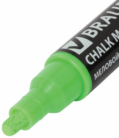 Маркер меловой "POP-ART" ЗЕЛЕНЫЙ, 5 мм, стираемый, для гладких поверхностей, BRAUBERG, 151532
