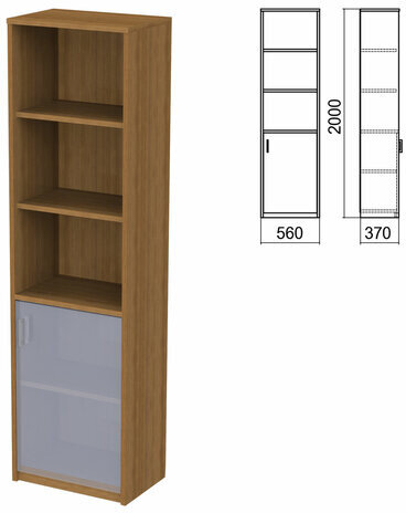 Шкаф полузакрытый ЧАСТЬ 1 "Арго", 560х370х2000 мм, дверь, 4 полки, орех